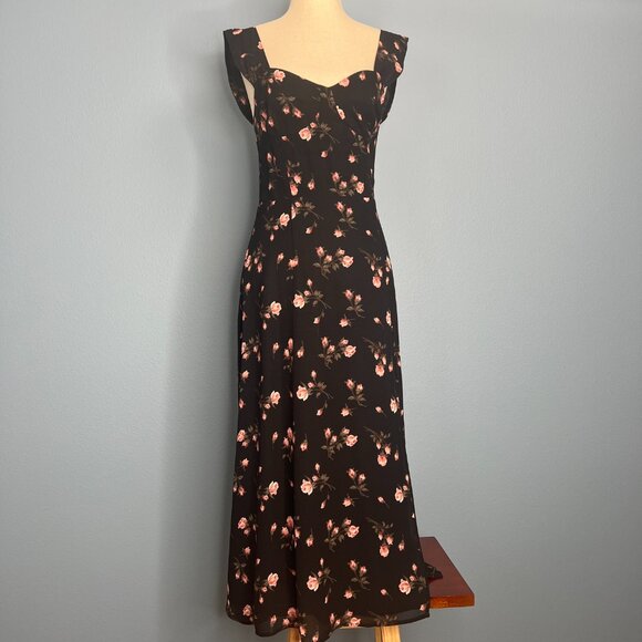 Reformation • Fulton Dress in Romy Black Rosebud Floral • Size 4 - Picture 4 of 12